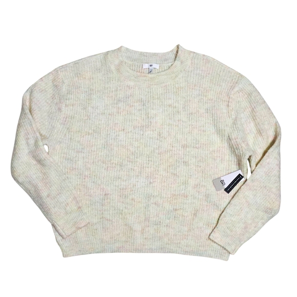 BP Sweater Ivory Marl Rainbow Flecked Crew Neck Pullover Womens Medium M - Picture 2 of 4